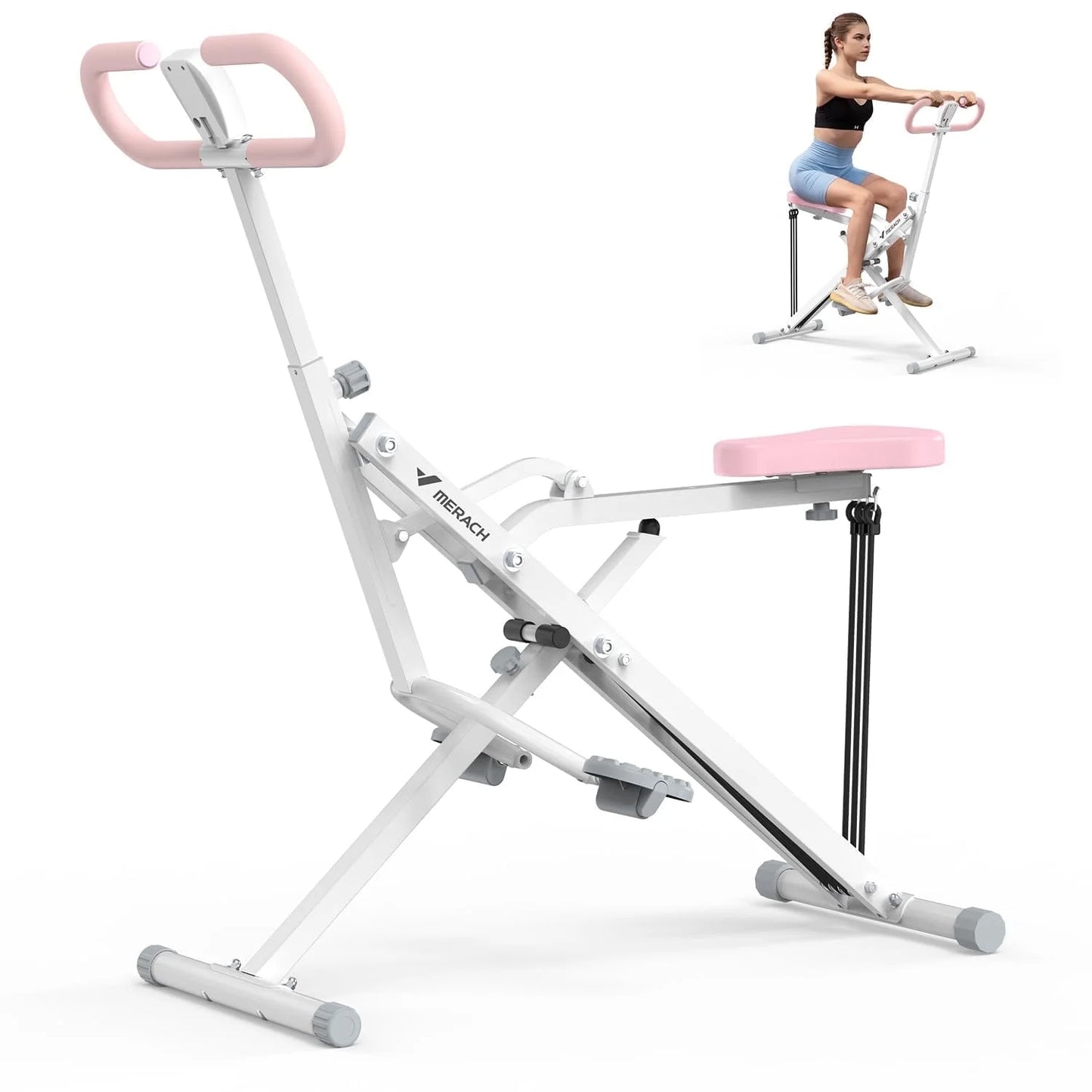 Squat Assist Trainer Foldable Squat Rider Machine for Glutes and Quads with 3 Tension Bands